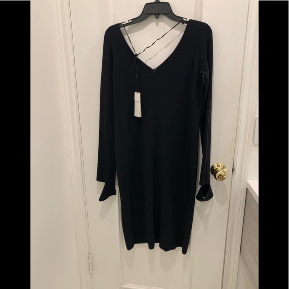 NWT Helmut Lang long black slash cuff sweater dress. Size large - Picture 2 of 6